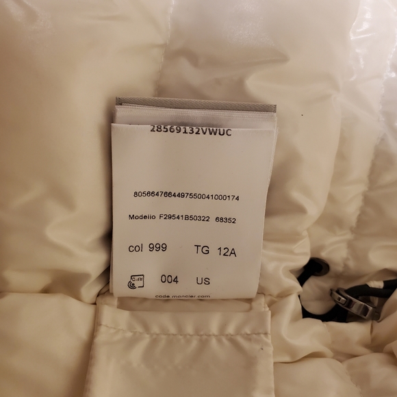 NWT$990 Moncler Kid's Menue Fox Fur Black White Down Puffer Jacket Sz 12A (9-10) - Picture 13 of 16